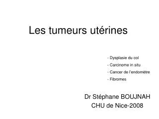 les tumeurs ut rines