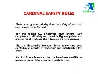 CARDINAL SAFETY RULES