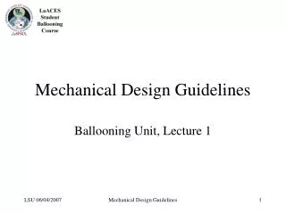 Mechanical Design Guidelines