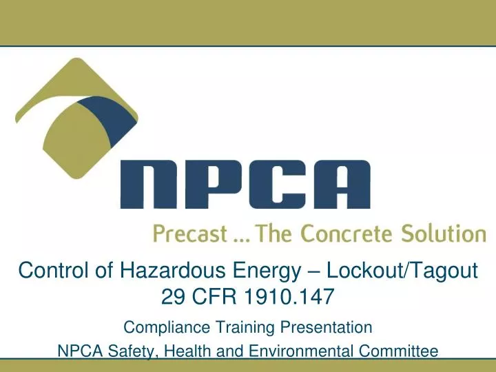 control of hazardous energy lockout tagout 29 cfr 1910 147