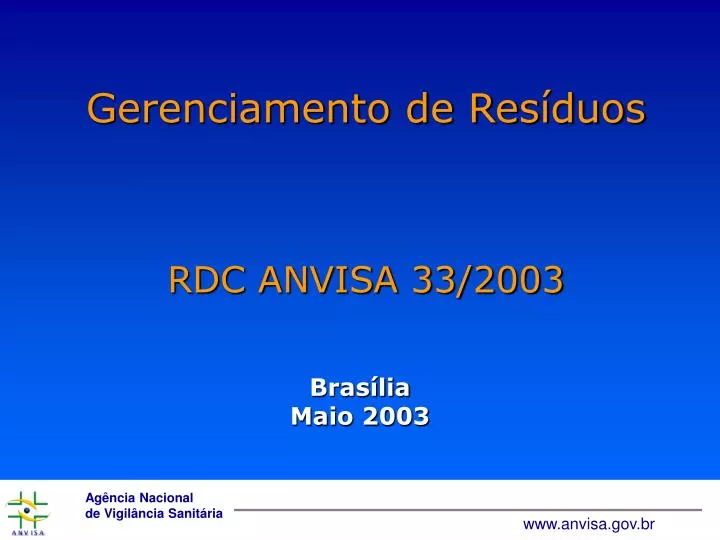 gerenciamento de res duos rdc anvisa 33 2003