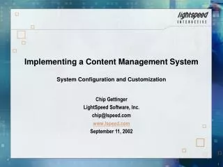 Implementing a Content Management System System Configuration and Customization