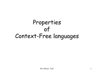 Properties of Context-Free languages