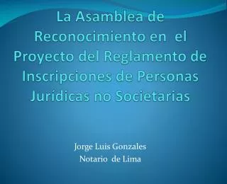 La Asamblea de Reconocimiento en el Proyecto del Reglamento de Inscripciones de Personas Jurídicas no Societarias