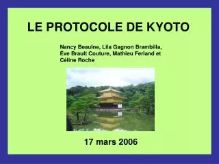 LE PROTOCOLE DE KYOTO