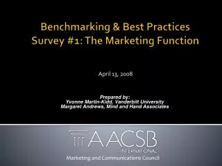 Benchmarking &amp; Best Practices Survey #1: The Marketing Function