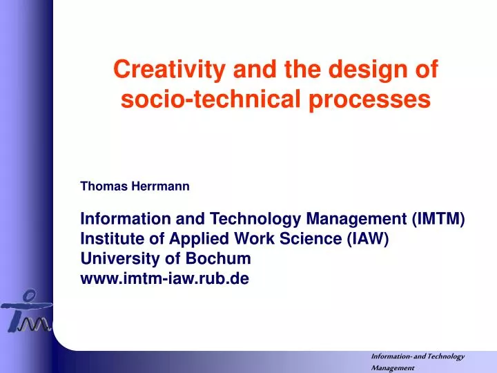 creativity and the design of socio technical processes