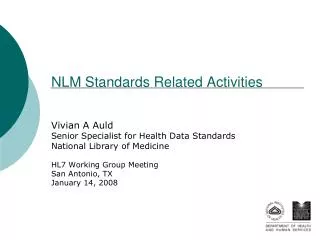 NLM Standards Related Activities