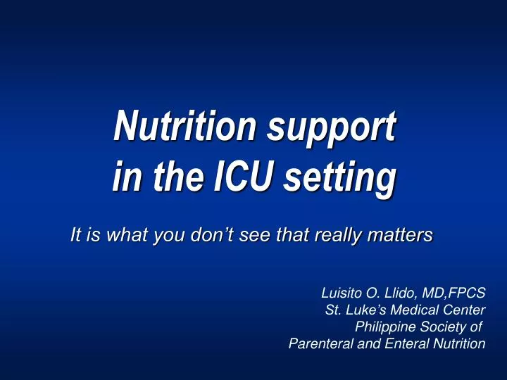 nutrition support in the icu setting