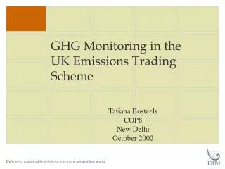 GHG Monitoring in the UK Emissions Trading Scheme