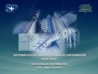 SISTEMATIZAÇÃO DA ASSISTÊNCIA DE ENFERMAGEM REDE RUTE DIRETORIA DE ENFERMAGEM HSP / UNIFESP, 2009
