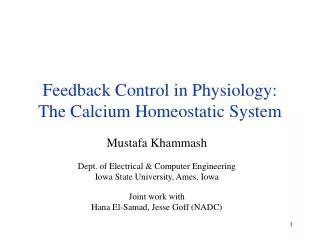 Feedback Control in Physiology: The Calcium Homeostatic System