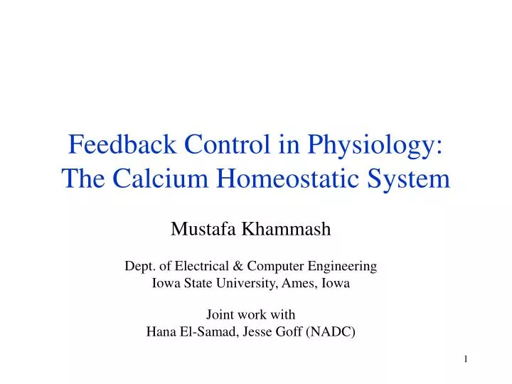 feedback control in physiology the calcium homeostatic system