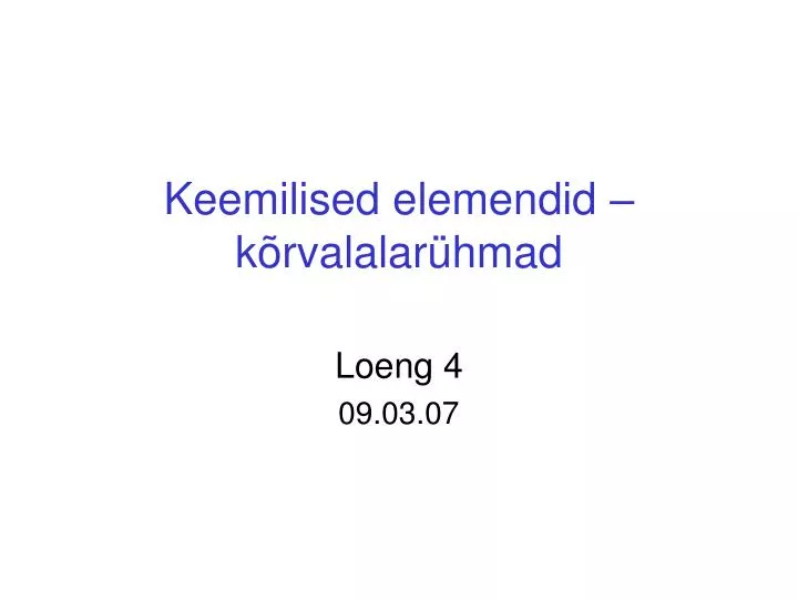 keemilised elemendid k rvalalar hmad