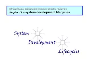 introduction to information systems: whiteley / palgrave chapter 19 – system development lifecycles