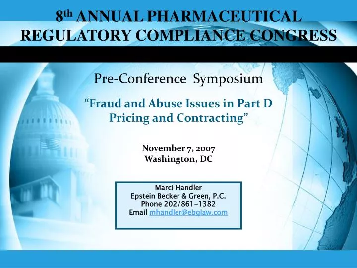 8 th annual pharmaceutical regulatory compliance congress