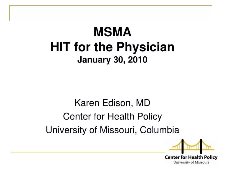 msma hit for the physician january 30 2010