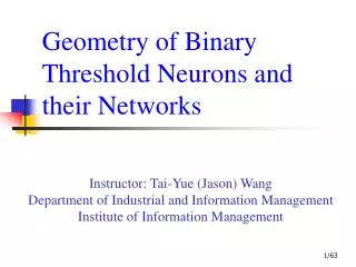 Geometry of Binary Threshold Neurons and their Networks