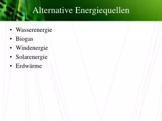 alternative energiequellen