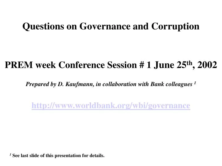 questions on governance and corruption