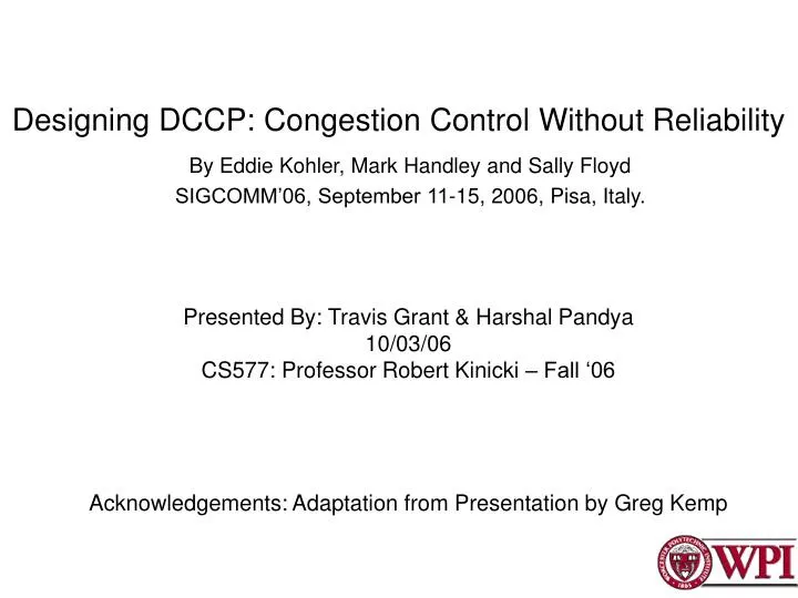 designing dccp congestion control without reliability