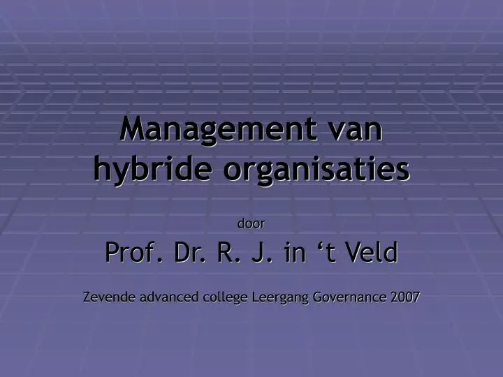 management van hybride organisaties
