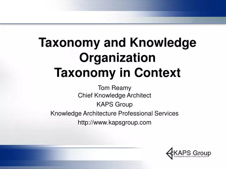 taxonomy and knowledge organization taxonomy in context