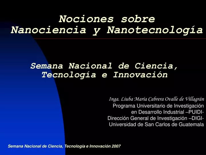 nociones sobre nanociencia y nanotecnolog a