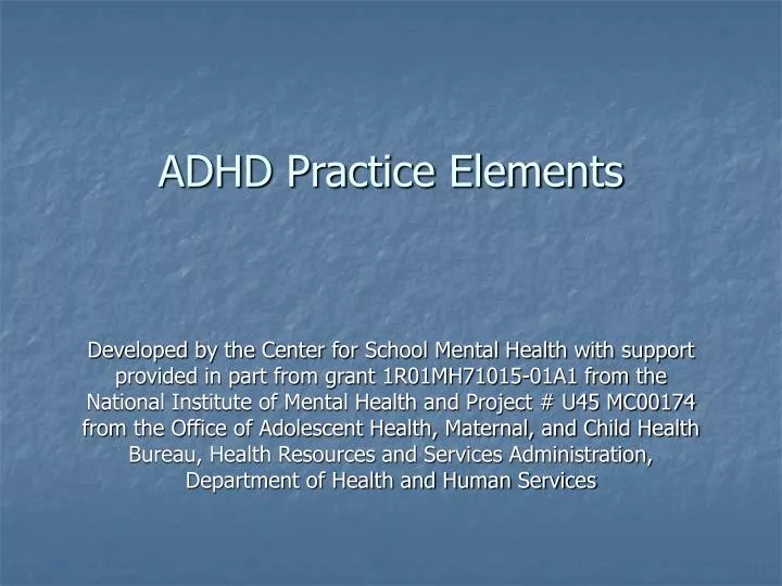 adhd practice elements