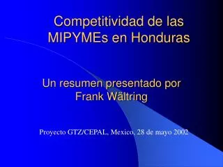 Competitividad de las MIPYMEs en Honduras