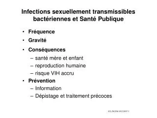 Infections sexuellement transmissibles bactériennes et Santé Publique