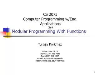 Modular Programming With Functions