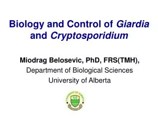 Biology and Control of Giardia and Cryptosporidium