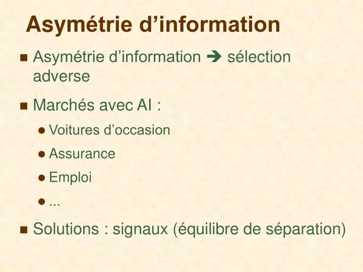 asym trie d information