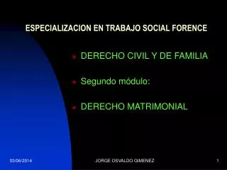 ESPECIALIZACION EN TRABAJO SOCIAL FORENCE