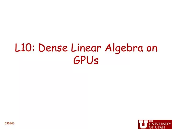 l10 dense linear algebra on gpus