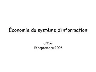conomie du syst me d information