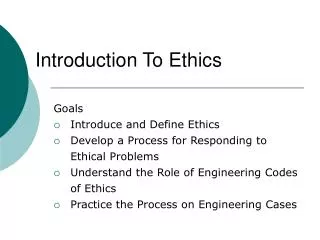 Introduction To Ethics