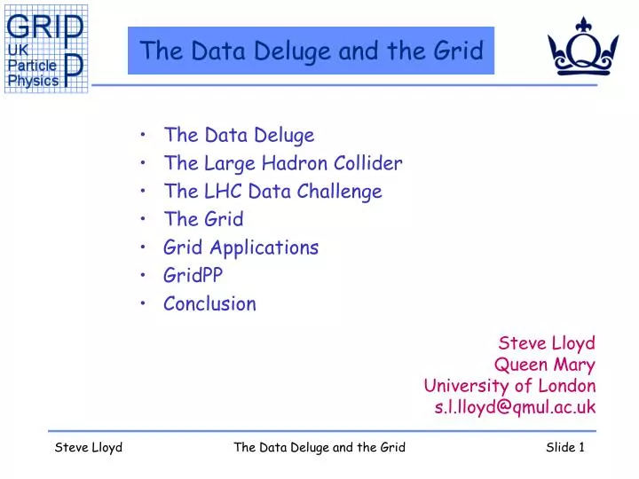 the data deluge and the grid