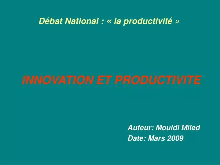 d bat national la productivit