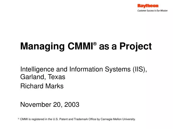 managing cmmi as a project