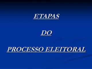 ETAPAS DO PROCESSO ELEITORAL
