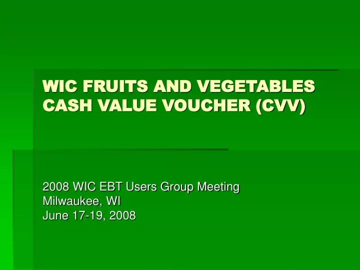 wic fruits and vegetables cash value voucher cvv