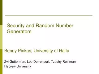Security and Random Number Generators