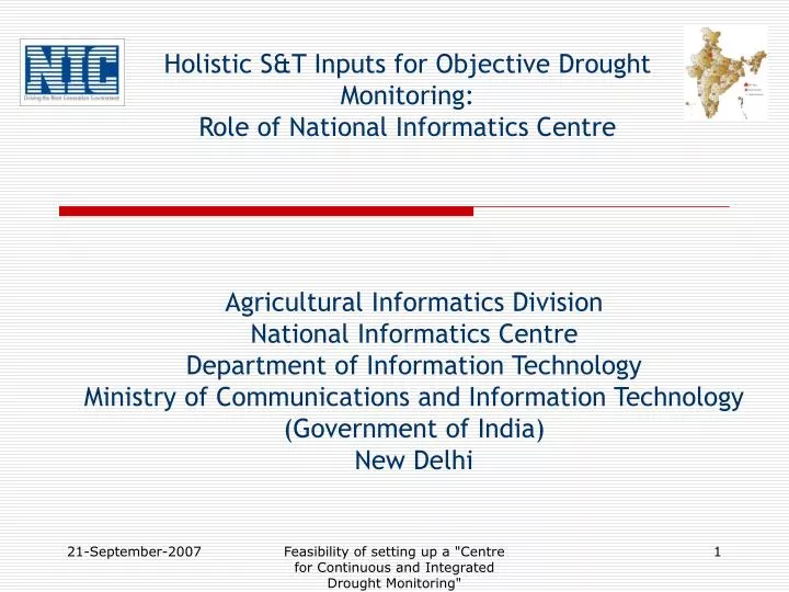 holistic s t inputs for objective drought monitoring role of national informatics centre