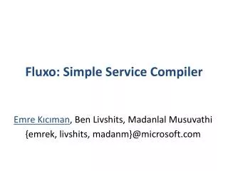 Fluxo : Simple Service Compiler
