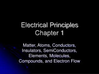 Electrical Principles Chapter 1