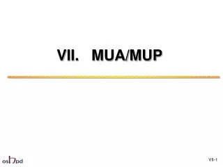 VII. MUA/MUP
