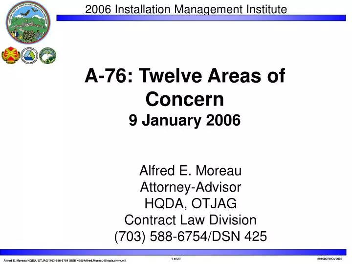 a 76 twelve areas of concern 9 january 2006