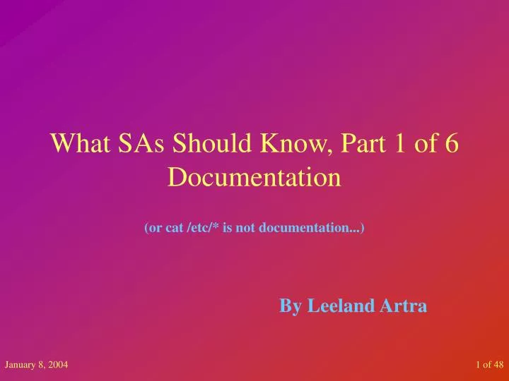 what sas should know part 1 of 6 documentation